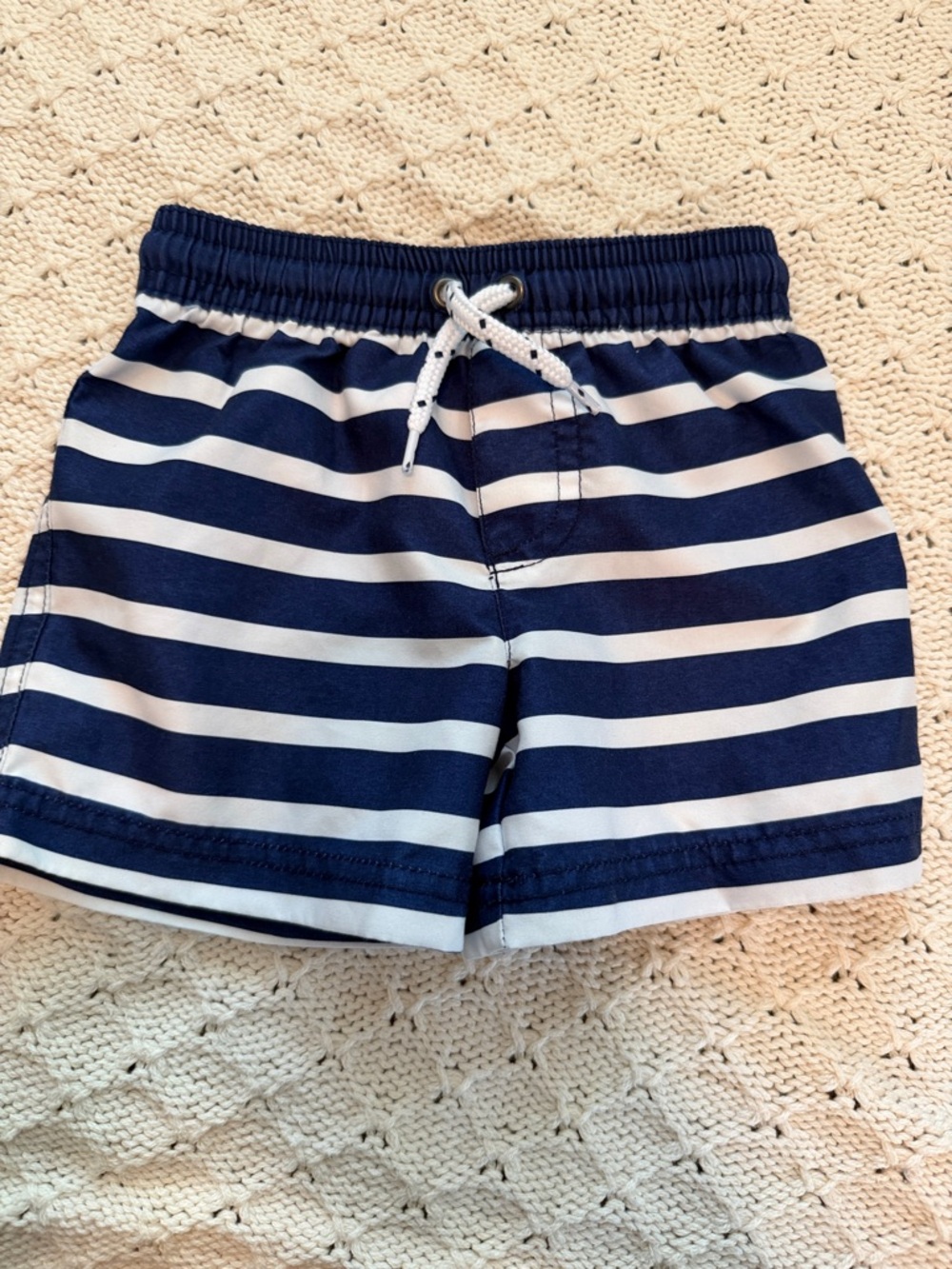 Carter's Navy and White Striped Baby Swim Trunks